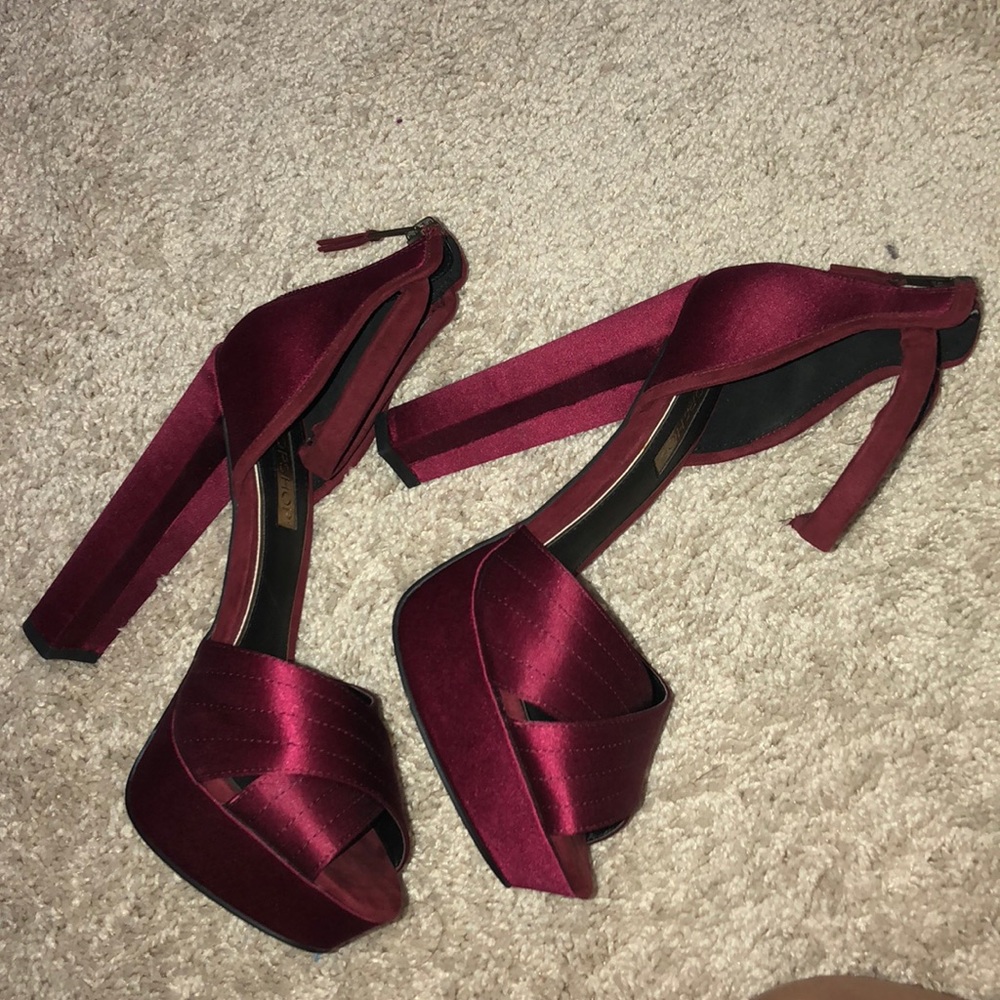 Topshop red satin heels